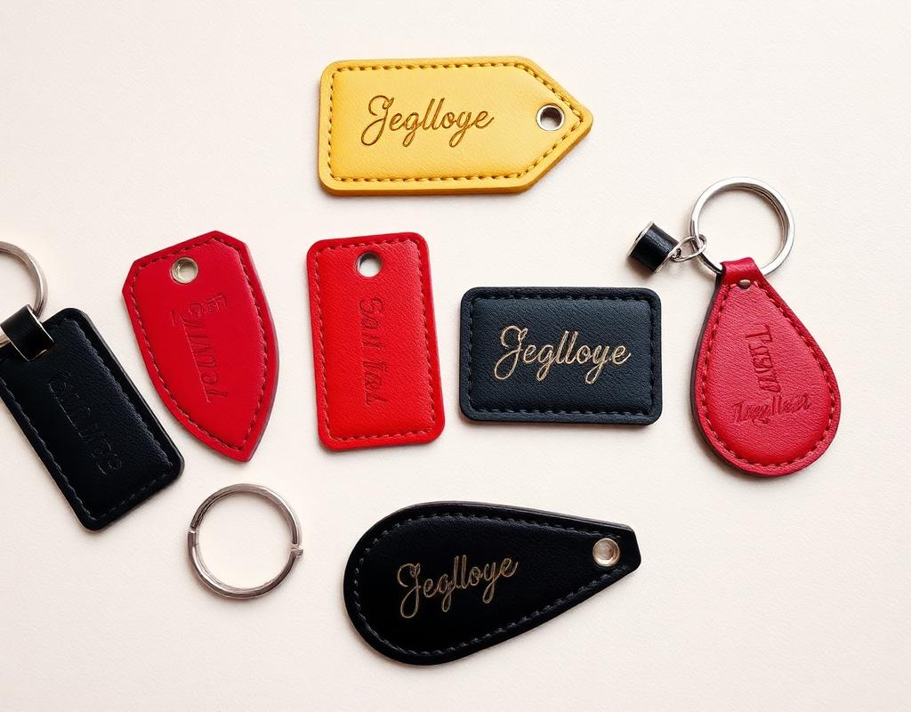 Engraved leather key tags