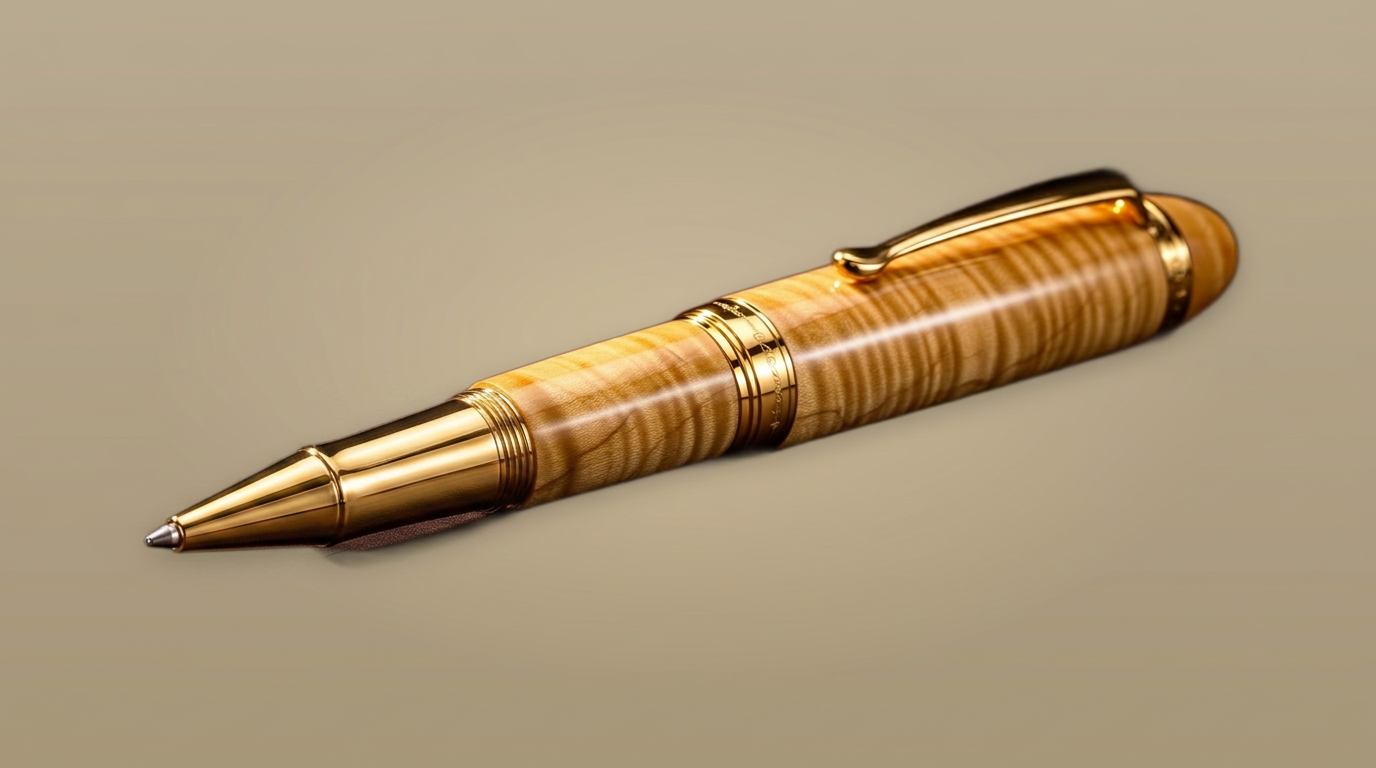 Handcrafted maple with gold pen
