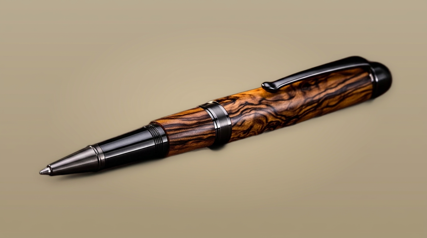 Handcrafted olivewood with gunmetal pen