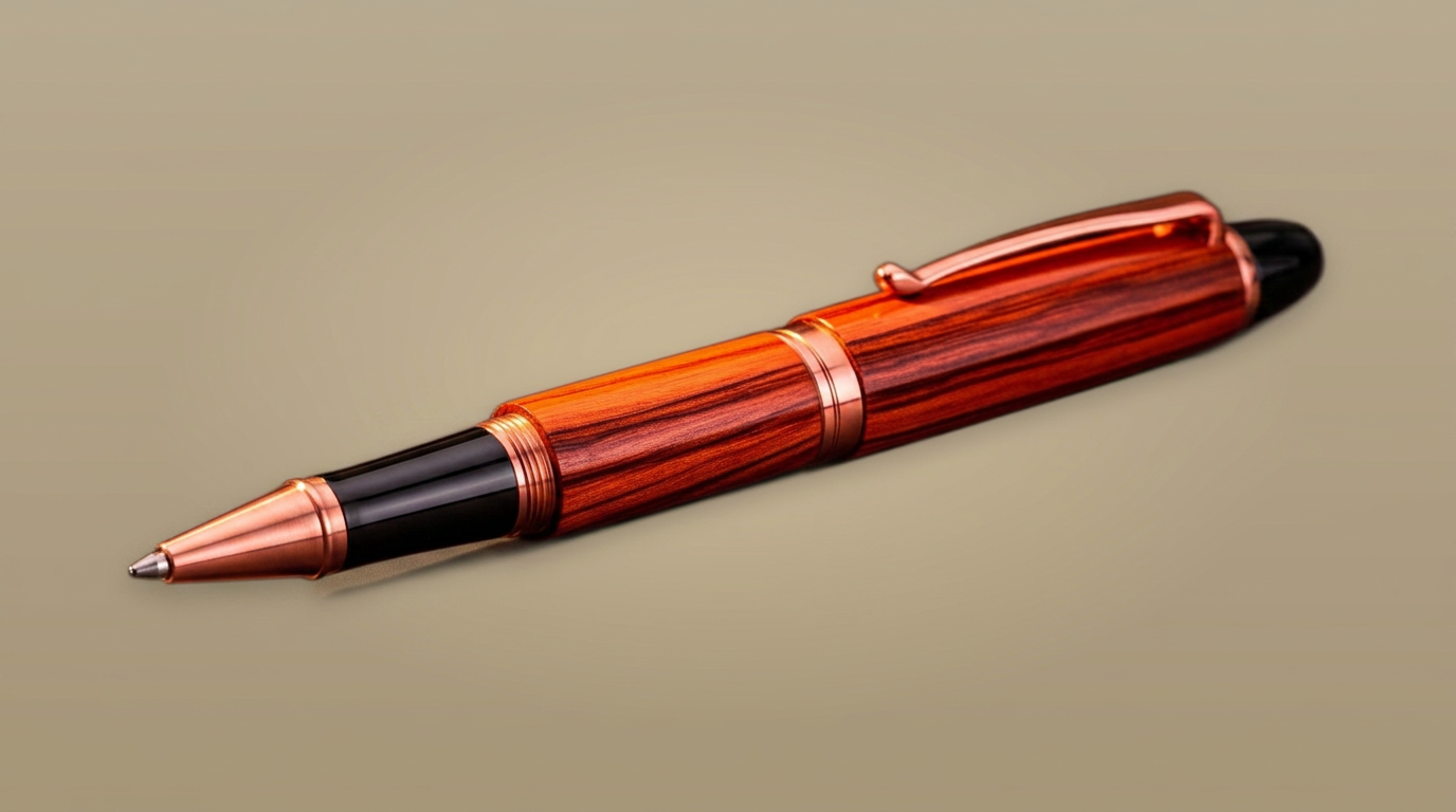 Handcrafted padauk with copper pen