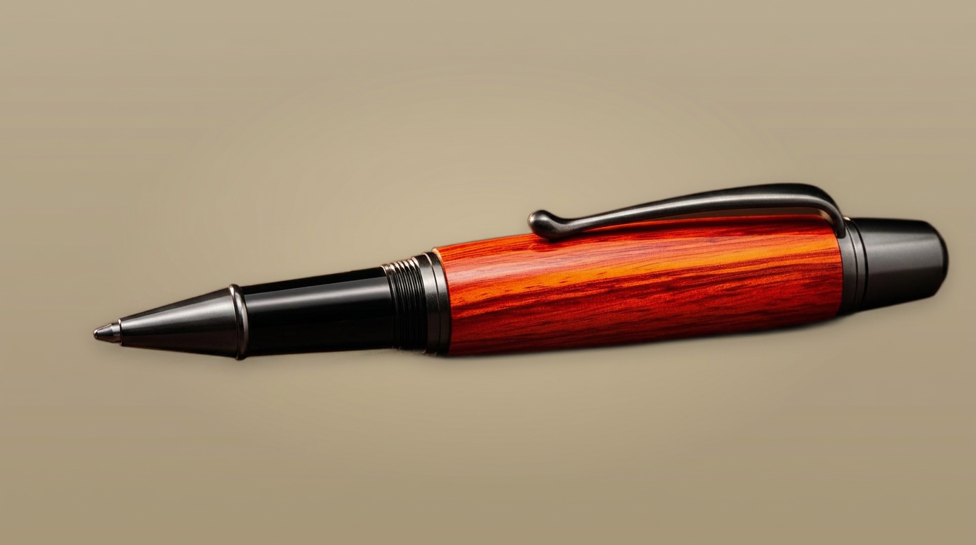 Handcrafted padauk with gunmetal pen