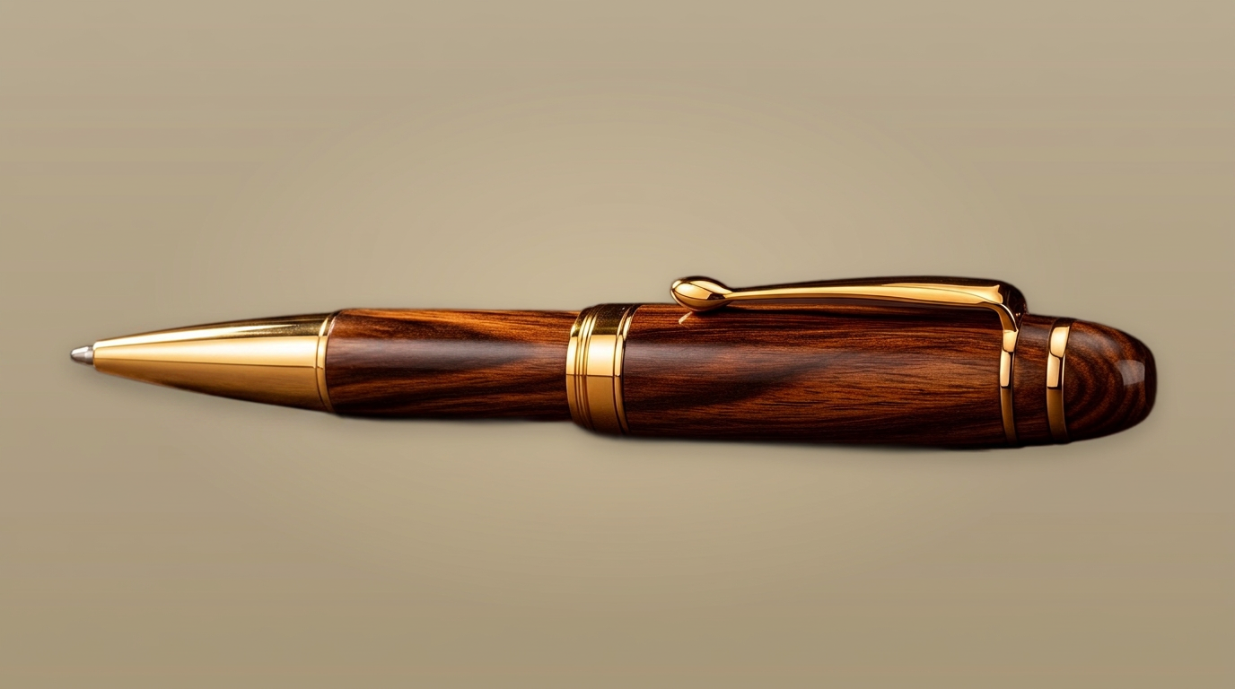Handcrafted walnut with gold pen